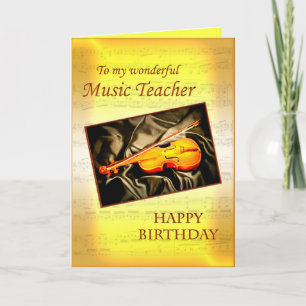 バイオリンが付いている音楽Teacherlのバースデー・カード カード