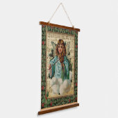 バイオリンとクリスマスエンジェル 吊り下げ型タペストリー (傾斜あり)