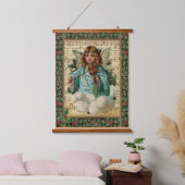 バイオリンとクリスマスエンジェル 吊り下げ型タペストリー (寝室)