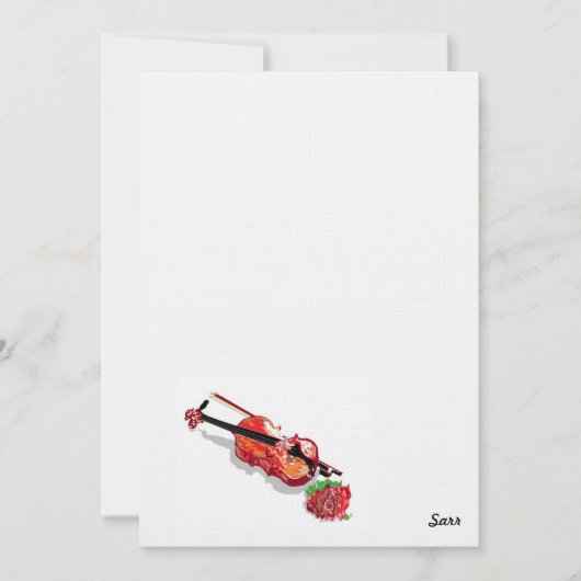 バイオリンとバラの招待状 招待状 (正面)