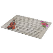 バイオリンとバラヴィンテージシート音楽デザイン カッティングボード (角)