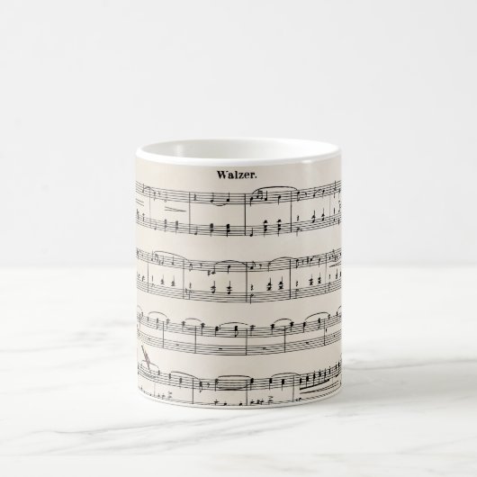 バイオリンとバラヴィンテージシート音楽デザイン コーヒーマグカップ (中央)