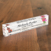 バイオリンとバラヴィンテージシート音楽名プレート デスクネームプレート (側面)