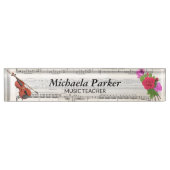 バイオリンとバラヴィンテージシート音楽名プレート デスクネームプレート (正面)