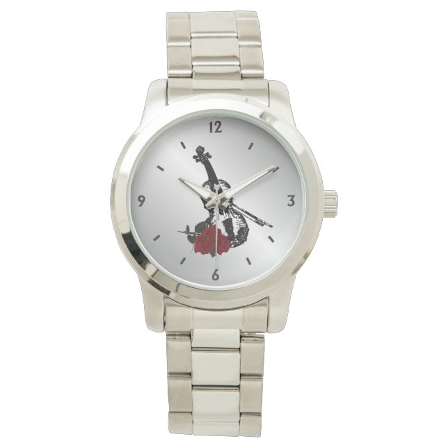 バイオリンとバラ四番 腕時計 (正面)