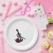 バイオリンとバラ ペーパープレート (パーティー)