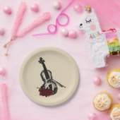 バイオリンとバラ ペーパープレート (パーティー)