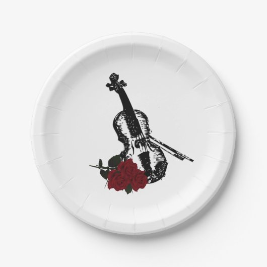 バイオリンとバラ ペーパープレート (正面)