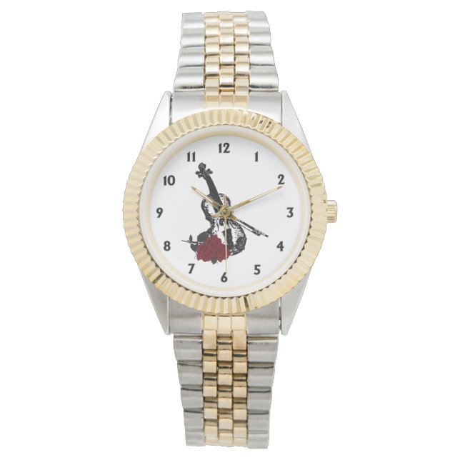 バイオリンとバラ 腕時計 (正面)