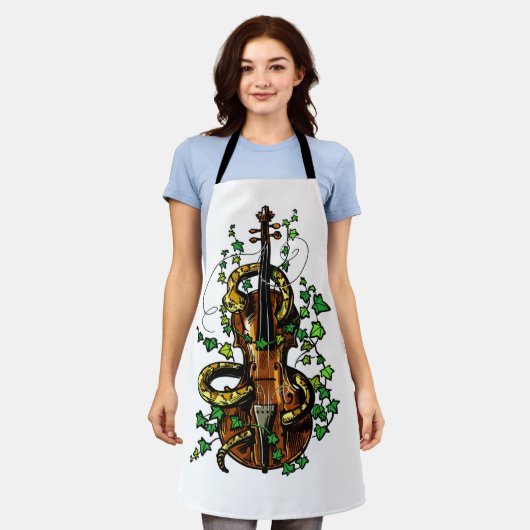 バイオリンとヘビ エプロン (着用した状態)
