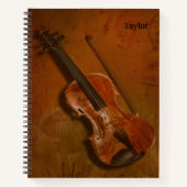 バイオリンとボウ – 内部ページの選択 – フルサイズ ノートブック (正面)