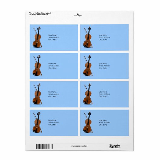 バイオリンと弓 ラベル (フルシート)