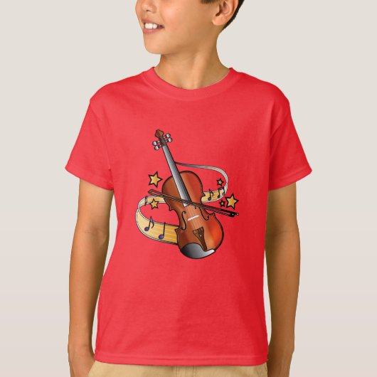 バイオリンと弓(音符と星) Tシャツ (正面)