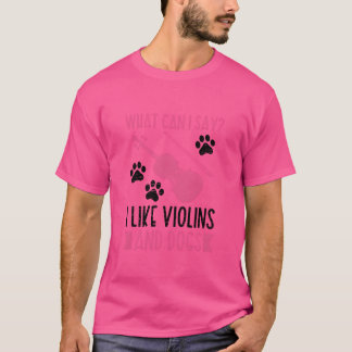 バイオリンと犬が好きな音楽家のためのギミックグッズ 音楽女子 Tシャツ