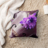 バイオリンと紫花モダン芸術枕 クッション (ブランケット)