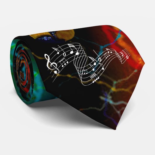 バイオリンと音楽ノート–2ネックタイ ネクタイ (ロール)