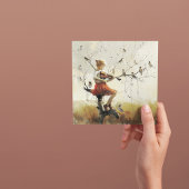 バイオリンと鳥の歌の遊び心あふれる音楽のホリデーカード シーズンカード