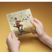 バイオリンと鳥の歌の遊び心あふれる音楽のホリデーカード シーズンカード