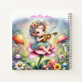 バイオリンのきのこかわいいアニメの少女 ノートブック (裏面)