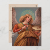 バイオリンのはがきを持つ天使 ポストカード (正面/裏面)