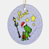 バイオリンのオーナメントを持つサンタのわに セラミックオーナメント (左)