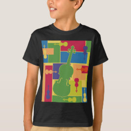 バイオリンのカラーブロック Tシャツ