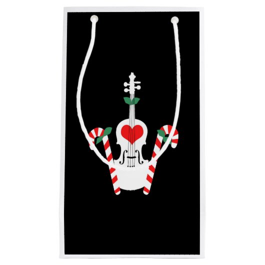 バイオリンのギフトのバッグ休日 スモールペーパーバッグ (正面)