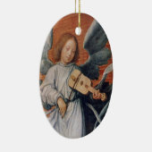 バイオリンのクリスマスのオーナメントを遊ぶヴィンテージの天使 セラミックオーナメント (右)