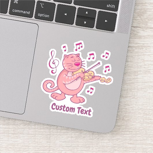 バイオリンのステッカー付きピンク猫 シール (詳細)