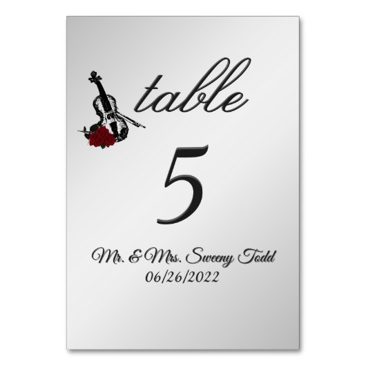 バイオリンのテーブル番号 テーブルナンバー (正面)