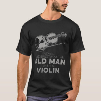 バイオリンのノベルティで老人を甘く見ない Tシャツ