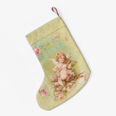 バイオリンのバラを遊ぶパーソナライズな天使 スモールクリスマスストッキング (裏面 (吊り時))