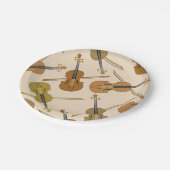 バイオリンのプリントパターン ペーパープレート (アングル)