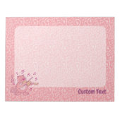 バイオリンのメモ帳つきピンク猫 ノートパッド (正面)