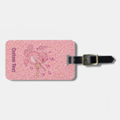 バイオリンのラゲッジタグ付きピンク猫 ラゲッジタグ (正面横)