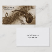 バイオリンの先生音楽個人教師のひもの楽器 名刺 (正面/裏面)