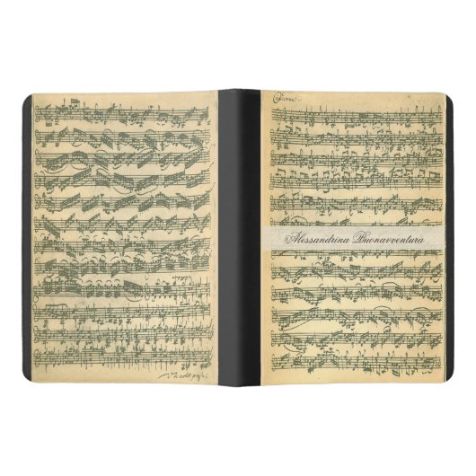 バイオリンの名前をカスタムするのためのBach Chaconneの原稿 エクストララージMoleskineノートブック (オープン)