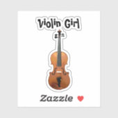 バイオリンの女の子の音楽かわいいやる気を起こさせる シール (シート)