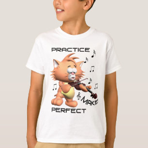 バイオリンの女の子の"演じている猫Tシャツ Tシャツ