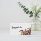 バイオリンの弦を閉じ、弓を白く付ける 名刺 (スタンド正面)