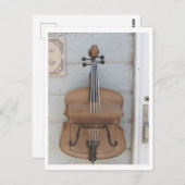 バイオリンの形をした日本のメールボックス ポストカード (正面/裏面)