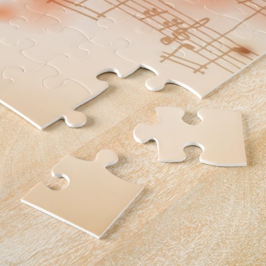 バイオリンの水彩画の背景で引くこと ジグソーパズル (側面)