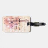 バイオリンの水彩画の背景で引くこと ラゲッジタグ (裏面横)