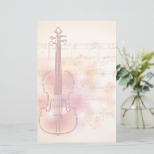 バイオリンの水彩画の背景で引くこと 便箋 (スタンド正面)