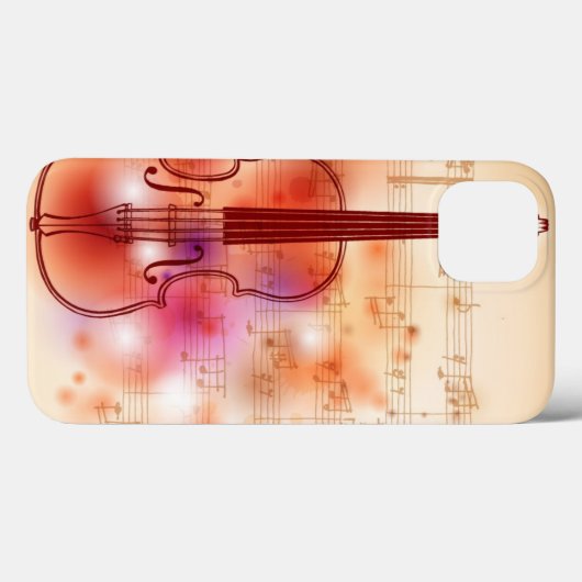 バイオリンの水彩画の背景で引くこと Case-Mate iPhoneケース (裏面 (横))