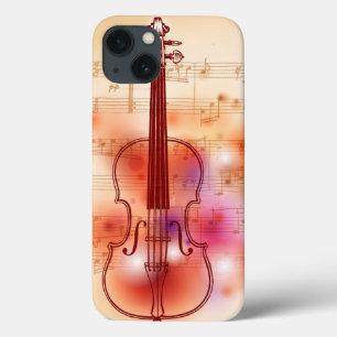 バイオリンの水彩画の背景で引くこと iPhone 13ケース