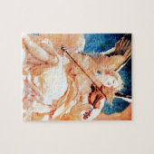 バイオリンの絵画を遊ぶ天使 ジグソーパズル (横)