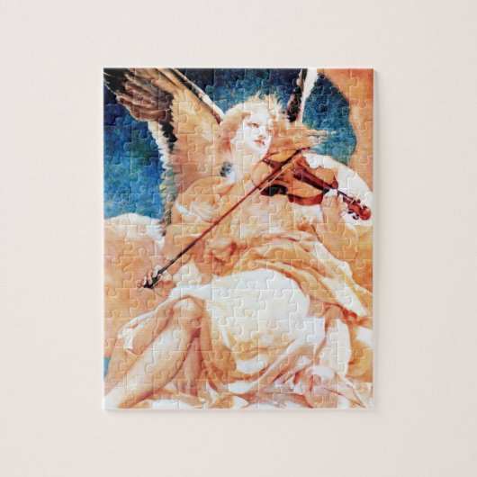 バイオリンの絵画を遊ぶ天使 ジグソーパズル (縦)