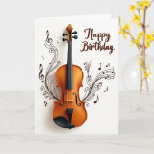 バイオリンの誕生日カード カード (黄色い花)