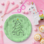 バイオリンの譜面のクリスマスツリー ペーパープレート (パーティー)
